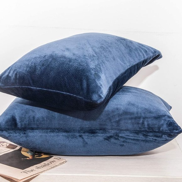 Other - King Size Navy Blue Zippered Velvet Pillowcases